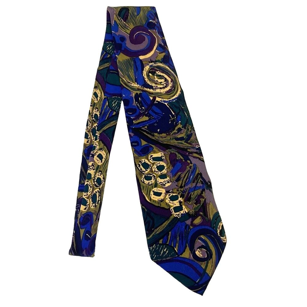 #6616 Enrico Coveri Multicolored Abstract Mens Necktie, Tie